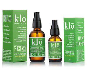 Klo Organic Beauty Oil Cleanser and Serum for Normal-Dry Skin.