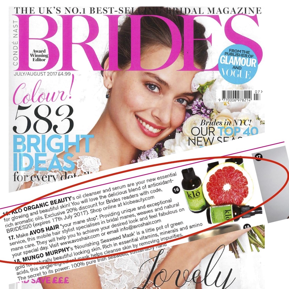 Klo Organic Beauty Featured in Brides Magazine