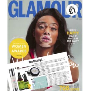 The cover of Glamour magazine with Klo Organic Beauty duo.